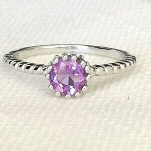 NEW Sterling silver lavender amethyst round cut ring size 6
